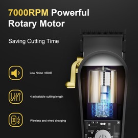 WMARK High Speed Professional Hair Clipper for Men Professional Cordless&Corded Hair Clippers with LCD Display 6 Guide Combs *1comb,Mens NG-130 (Silver)