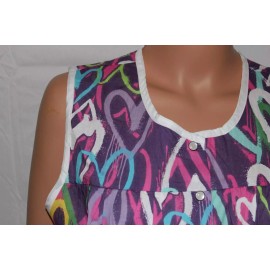 EASY ESSENTIALS NEW – EASY ESSENTIALS SNAP FRONT SMOCK COBBLER APRON PURPLE HEARTS M L 2X 3X 4X - Regular, L