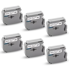 6 x XemaX Compatible M-K221S 9 mm 3/8 Brother Replacement for Brother M-K221S M-K221 MK221S MK 221S Brother P-Touch 60 Bands 9 mm for Brother PT-65 PT-90 PT-80 PT-55 PT-60 PT-85 PT-M95, Black on White