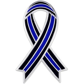 PinMart Thin Blue Line Police Officer Awareness Ribbon Enamel Lapel Pin