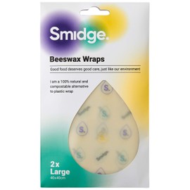 Smidge Beeswax Wrap Kitchen Set of 3, Reuseable & Compostable, 100% Organic, Natural & Washable, Eco-Friendly, Patterned