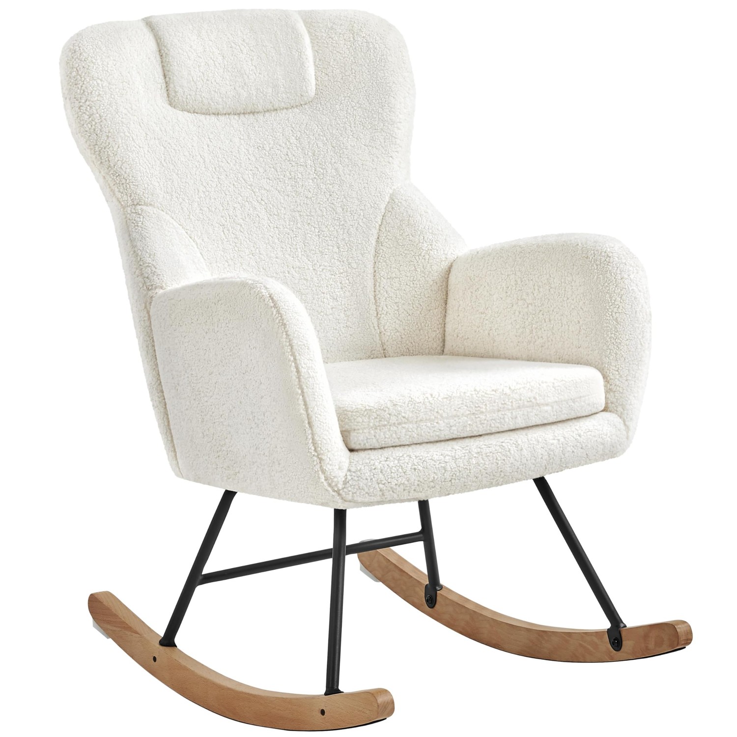Yaheetech Rocking Chair, Boucle Fabric Tufted Rocking Chair for Nursery ...
