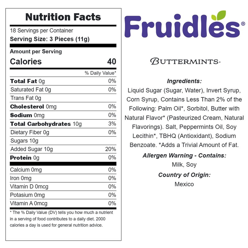 Fruidles Pickleball Buttermints, Mint Candies, After Dinner Mints, Butter Mint