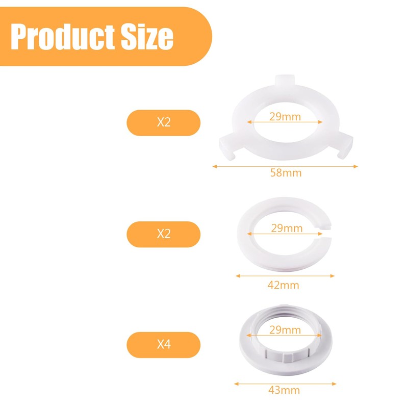 NAYAGOGO 8 Pack White Lamp Shade Reducer Ring Set -3
