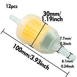12 Pieces Gas Inline Fuel Filters, Universal Motorcycle Petrol Inline Filter, Filtration Speed Quick Fuel Filter for 6-8mm Motorbike, Scooter, Motorcycle, Generator, Lawnmower Machines, Auto