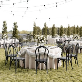 Flash Furniture Hercules Commercial Indoor/Outdoor Thonet Style Chair, Wood Look, Weather-Resistant, Lightweight Design, Versatile Use, Set of 2, Black