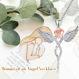 TANGPOET Miscarriage Gifts for Mother Ladies Star Children Keepsake Silver 925 "Mommy of An Angel Necklace Infinity Sign Keepsake Jewellery for Baby Loss with 18 Inches + 2 Inch Chain, Sterling