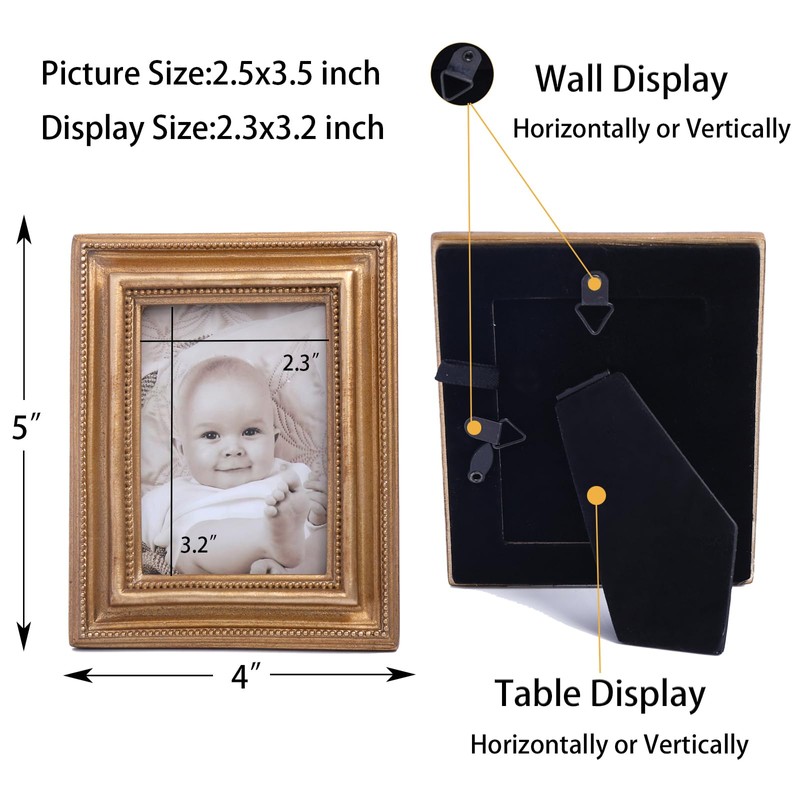 SIKOO 2.5x3.5 Vintage picture frames Small Picture Frame Wallet Size