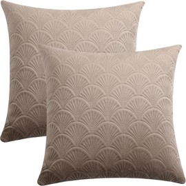 GONOVE Cushion Covers 45x45cm Decorative Retro Embossing Throw Pillow Covers Set of 2 Square Velvet Soft Cushions Pillow Cases for Home Sofa Couch Chair Decor,Khaki