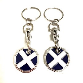 UK Phoenix Trolley Token New £1 Coin Shape 12 Sided Shopping Cart Key Ring Release Shop Locker Keychain (2 x Scotland)