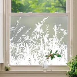 DKTIE Window Privacy Film with Installation Tools, Adhesive Peel and Stick Stained Glass Static Cling No Glue Waterproof for Home Decor, A275, 35.4" x 118.1"