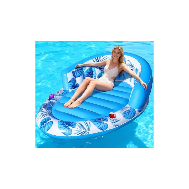 FluSing Inflatable Tanning Pool Lounger Float, 63" x 39" Sunbathing