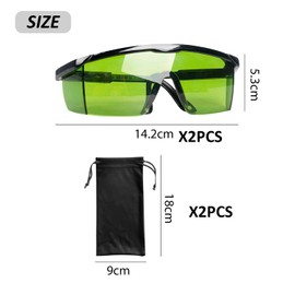 NyxSeat Pack of 2 Safety Glasses, 2 Pieces Glasses Pockets, Safety Glasses, Laser Safety Glasses, UV Safety Glasses (Green)