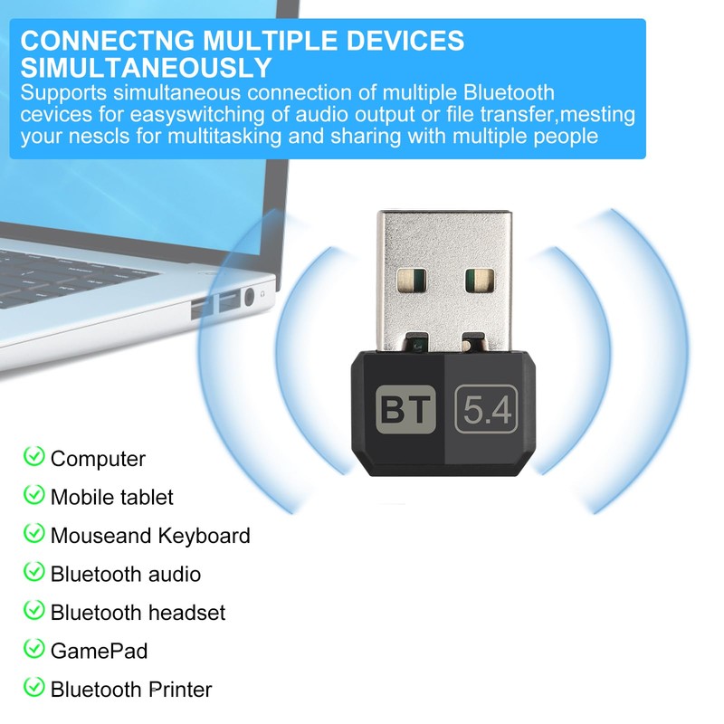 TNSLAND Bluetooth 5.4 Adapter, Bluetooth Adapter PC, USB Bluetooth Adapter,