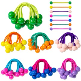 49 Pcs Hair Ties with Bead, Cute Hair Ties, Elastic Ponytail Holders, Bobble Hair Tie, Colorful Puff Ball Hair Ties, Ball Hair Ties for Girls Women (Multicolor)