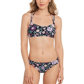 Salt + Cove Women's Juniors' Swimsuit Bottoms (Retro Floral Black Multi, X-Large)