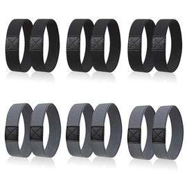 SXTDKMJ 6 Pairs of Shoelaces Fixing Tape for Football Boots Against Loosening Loosening Loops, Tear-Resistant Fixation Made from Sustainable RPET 2 cm x 18 cm (Black + Grey), Black, grey.