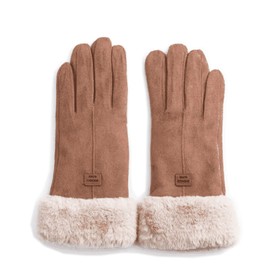 V Vincenza Windproof Sherpa Lined Winter Hand Gloves for Women - Warm and Stylist Winter Gloves For Cold Weather (Brown)
