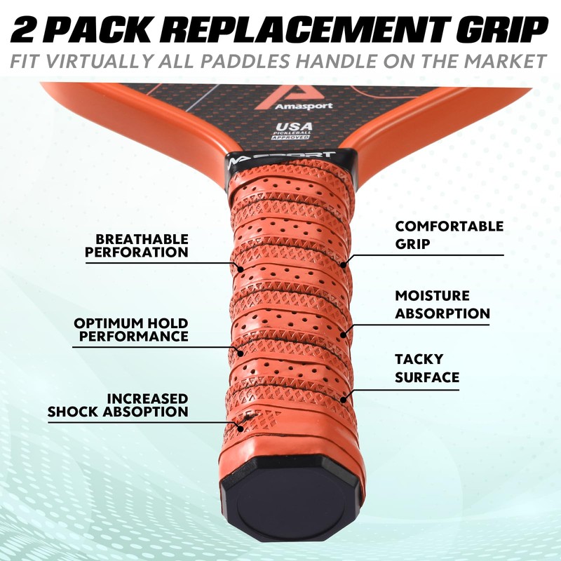 AMA SPORT Pickleball Paddle Grip Tape 2 Pack Pickleball Overgrip