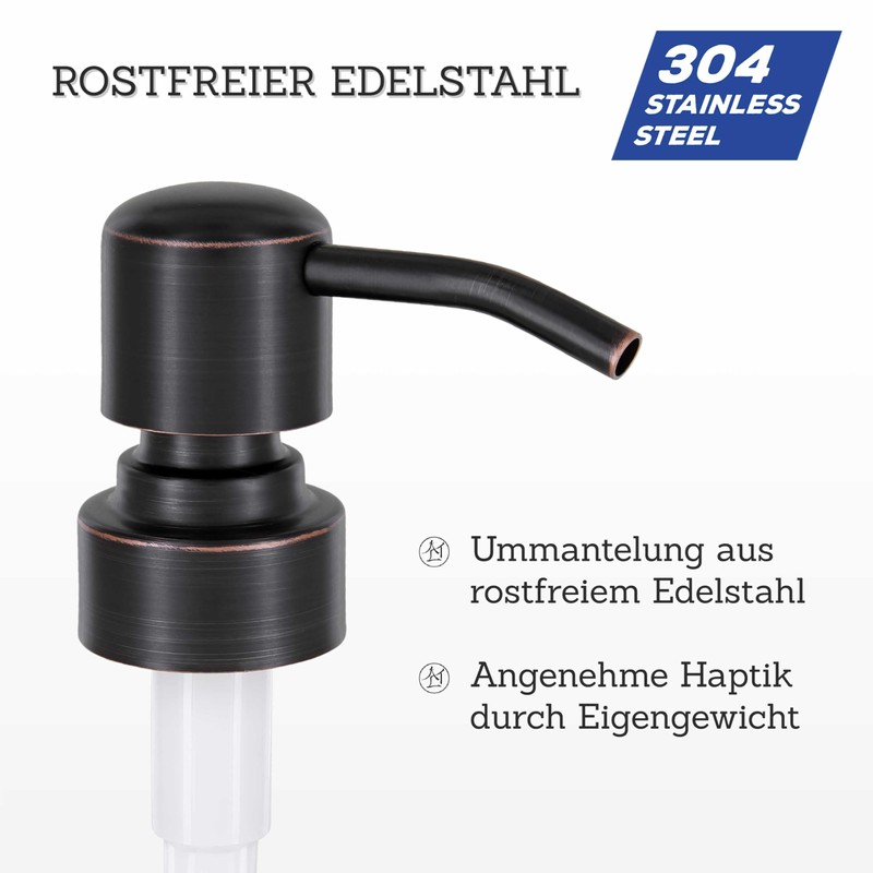 Altglas ‘Budapest’ pump head, stainless steel soap dispenser pump for