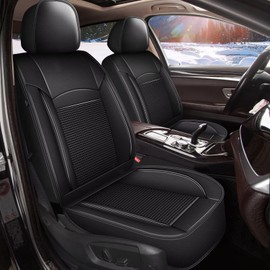 DISUTOGO Front Seat Covers Fit for Ford F-150 2017-2025 Waterproof Faux Leather Automotive Cushion Well Fit for F150 F250 F350 F450(2 Seats, Black)