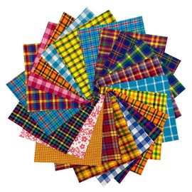 40 Bright Charm Pack, 5 inch Precut Cotton Homespun Fabric Squares by JCS