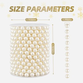 33 Feet Faux Pearl Beads Garland 10mm Craft String Pearls for Wedding Centerpiece Christmas Tree and Flowers Decoration DIY(Ivory)