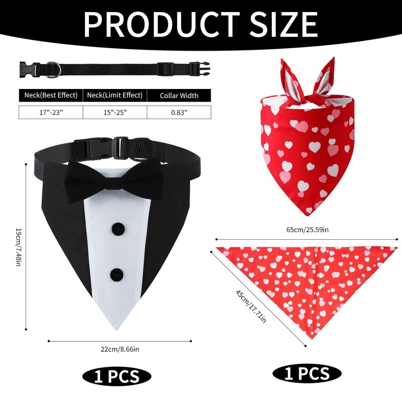 VEHYEGOI 1 Pet Bow Tie And 1 Love Pet Triangle