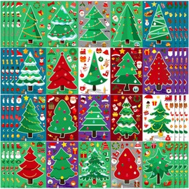 100 Sheets Make a Christmas Tree Stickers Christmas Party Games Sticker Make Your Own Christmas Party Game Stickers for Kids Toddlers Craft DIY Christmas Winter Holiday Party Favors