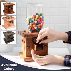 Peaceful Classics Wooden Candy Dispenser - Amish Handmade Containers & Storage For Gummy Or Peanut- Wood Storage Gumball Machine For Skittles Or M&Ms - Cereal Dispenser Countertop (Antique Slate)