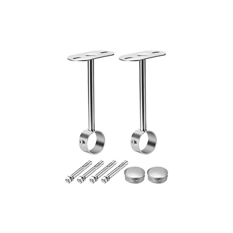 sourcing map Ceiling-Mount Bracket, Wardrobe Pipe Bracket, 32mm Dia, Shower