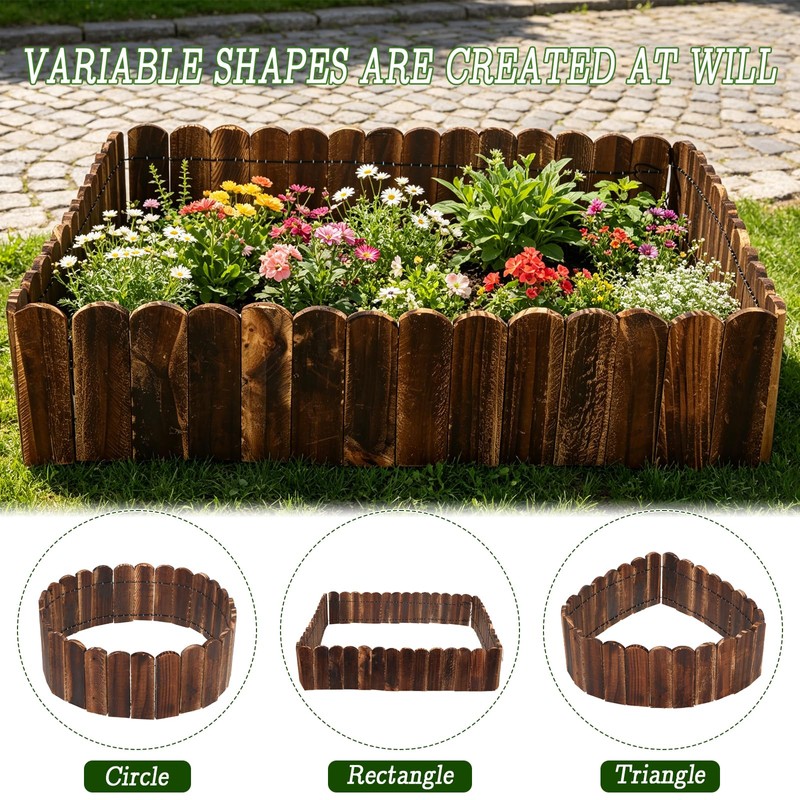 Wood Garden Edging 6 Pack 5.9" H × 47" L