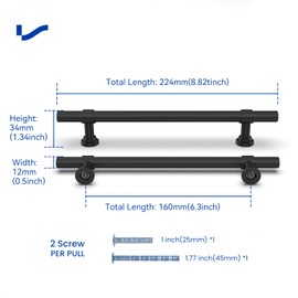1 x LST18BK96 Furniture Handles, Kitchen Handles, Stainless Steel, 96 mm, Vintage Borehole Spacing, 96 mm, Door Handles, Kitchen Handles for Kitchen Cupboards