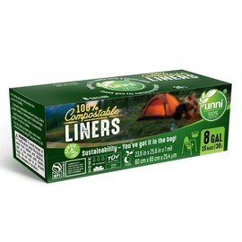 UNNI 100% Compostable Portable Toilet Bags, 8 Gallon, 30 Count, Heavy Duty, Biodegradable, Certified by BPI and OK Compost Home, Ideal for Home Composting