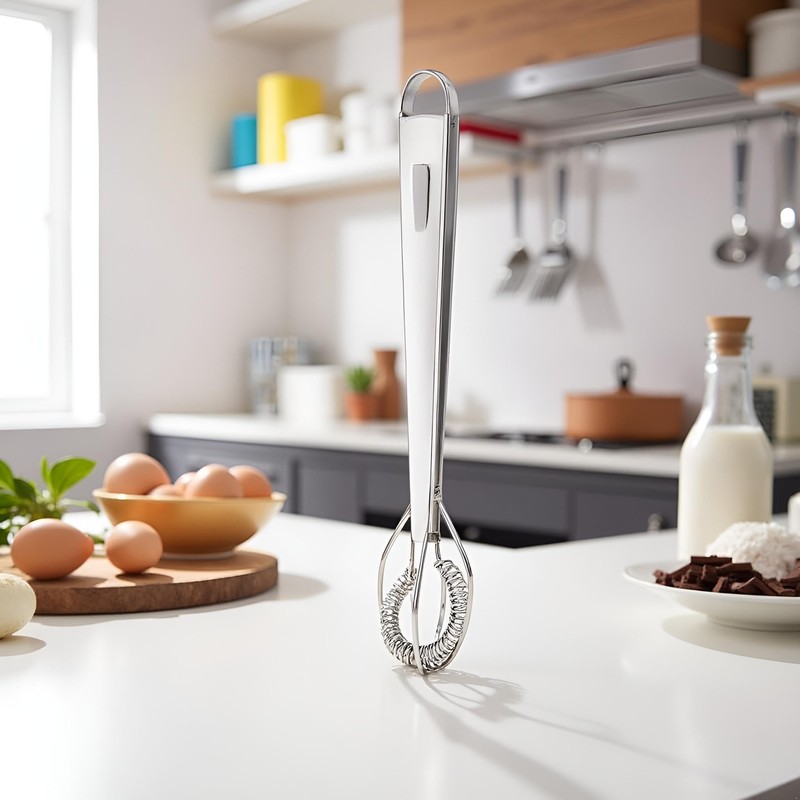 1Pc Silver Egg Beater Stainless Steel Mini Spring Coil Whisk