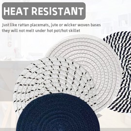 Svkiyang Set of 4 Pot Coasters, Cotton Thread Weaving Mat, Hot Pot Holder, Pot Holder, 4 Colours, Round Braided Coasters, Pot Hot Pads, Spoon Rest for Cooking in the Kitchen