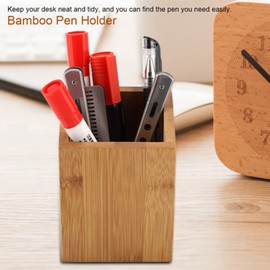 YUMILI Desk Pen Holder Bamboo Pen Holder Office School Desk Pencils Storage Organizer Stand Stationery Supplies