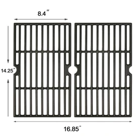 Hisencn Grill Cooking Grates for Char Griller Charcoal Grill 1624 E1515 22424 1515 1224 1616 Smoker Box, Side Fire Box, Cast Iron Grill Grid Replacement Parts 2-Pack