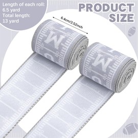 Waydress 2 Rolls 13 Yards Homecoming Wired Edge Ribbon, 2.5 Inch Silver Burlap Homecoming Mum Ribbon for Back to School Gift DIY Wrapping Floral Arrangement Craft Supplies