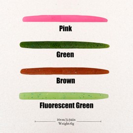 Balifly Senko Worms for Bass Fishing Salted Soft Plastic Baits with Hook Slot for Saltwater Fishing 3.94in FS/RE-04(Fluorescent Green-10pcs)