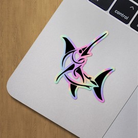 Holographic Decal Stickers of Stylized Marlin Fish Premium Waterproof Vinyl Decal Stickers for Laptop Phone Accessory Helmet Car Window Mug Tuber Cup Door Wall Decoration ANDVER3512500HO