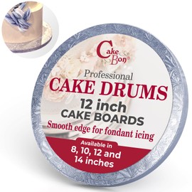 Cakebon Cakebon Cake Boards - Sturdy 1/2 Inch Thick Drums - 12 Inch Professional Smooth Straight Edges Silver 1-Pack