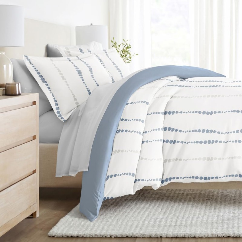 LINENS & HUTCH Bedding Bundle, Patterned Duvet Cover Set, White