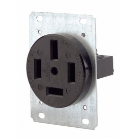 Leviton 8360 60 Amp, 120/208 Volt, Flush Mounting Receptacle, Straight Blade, Industrial Grade, Non-Grounding, Black