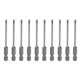 QUARKZMAN 10 Pieces Flat Head Slotted Tip Screwdriver Bits Set S2 Magnetic Slotted Screwdriver Bits SL3.0 with 1/4 Inch Hex Shank 3 mm