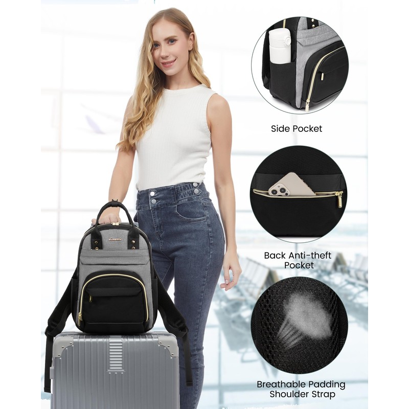 LOVEVOOK Mini Backpack for Women Stylish Waterproof Backpack Purse, Black-grey,