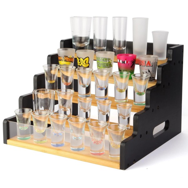 smocchy Acrylic Baffle Display Rack 5-Tier Shot Glass Display Rack,