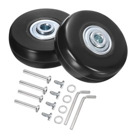 sourcing map Luggage Wheels Replacement 51 x 17 mm/2" x 0.7" Rubber Swivel Caster Bearing Wheels Repair Kits for Suitcase Inline Outdoor Skate, Black 2Set