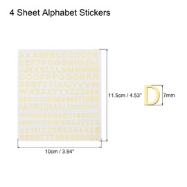 sourcing map 4 Sheets Alphabet Letter Number Resin Stickers 3D Small A to Z 1 to 9 Gold Mini Metallic Sparkle Alloy Stickers for Resin Nails Scrapbooking