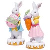 Hodao Easter Bunny Figurines - Set of 2 Resin Rabbits